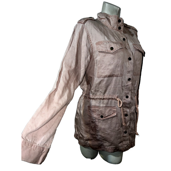 Jane + Delancey Jacket Women's Size M Pink Mock Neck Utility Lyocell Relaxed LS - Picture 3 of 6